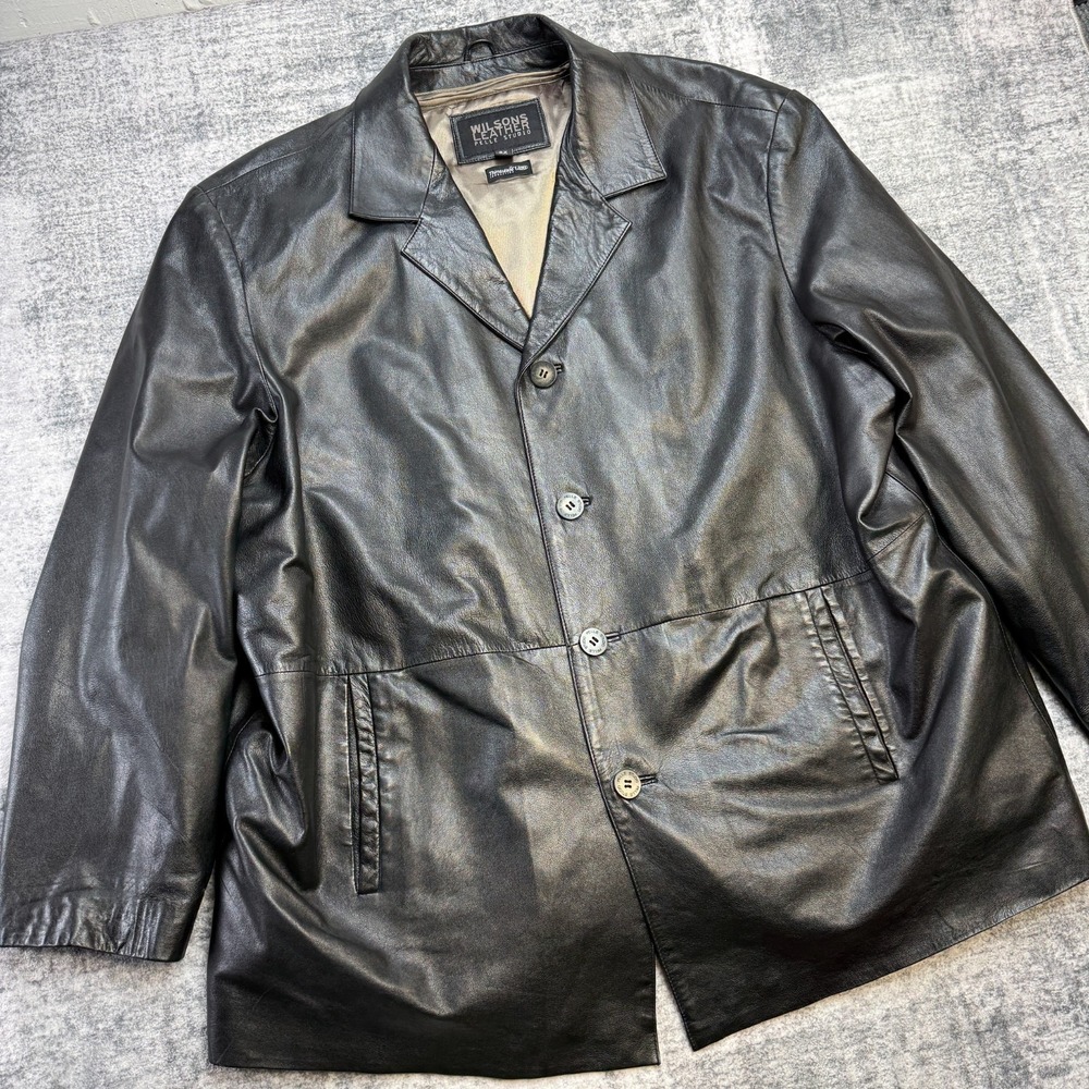 VTG Wilsons Leather Jacket Womens 2X Black Pelle Studio Blazer Cyber Grunge Mob